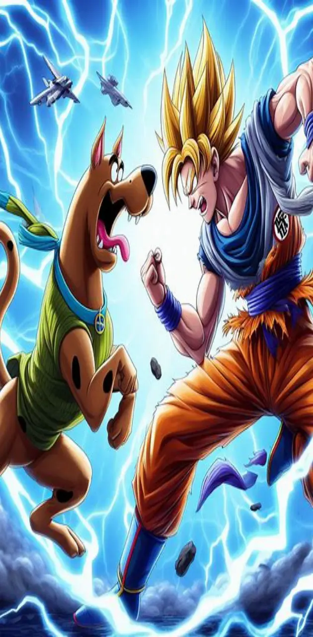 Goku fighting Scooby