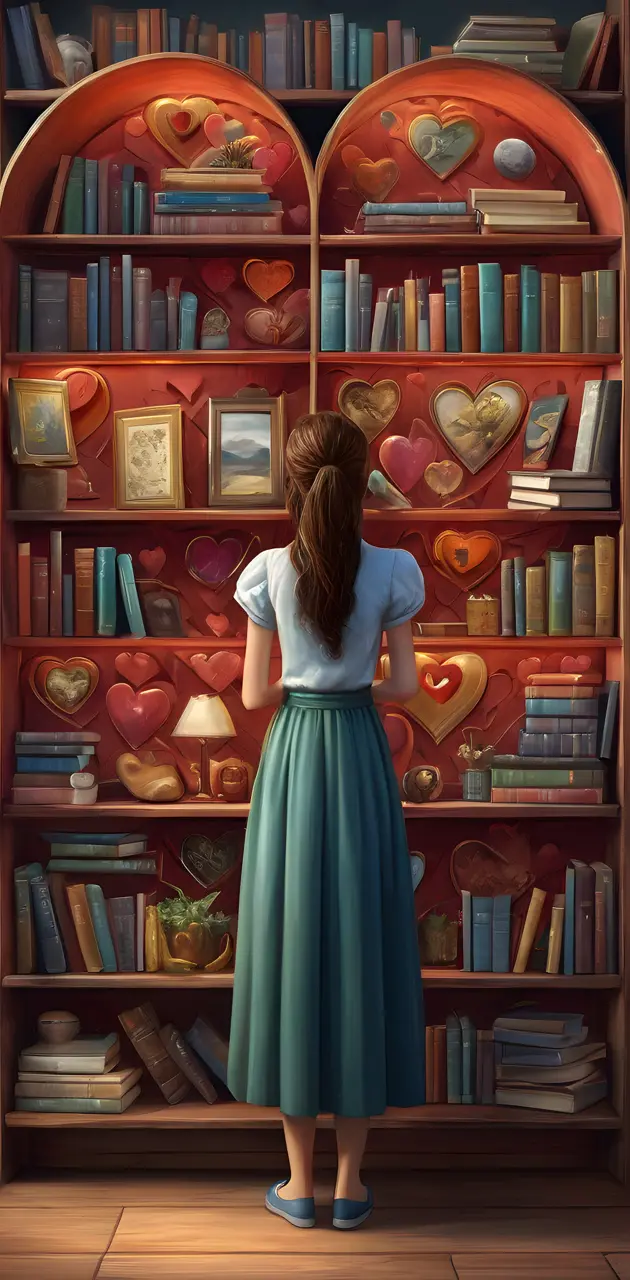 book shelf as a heart