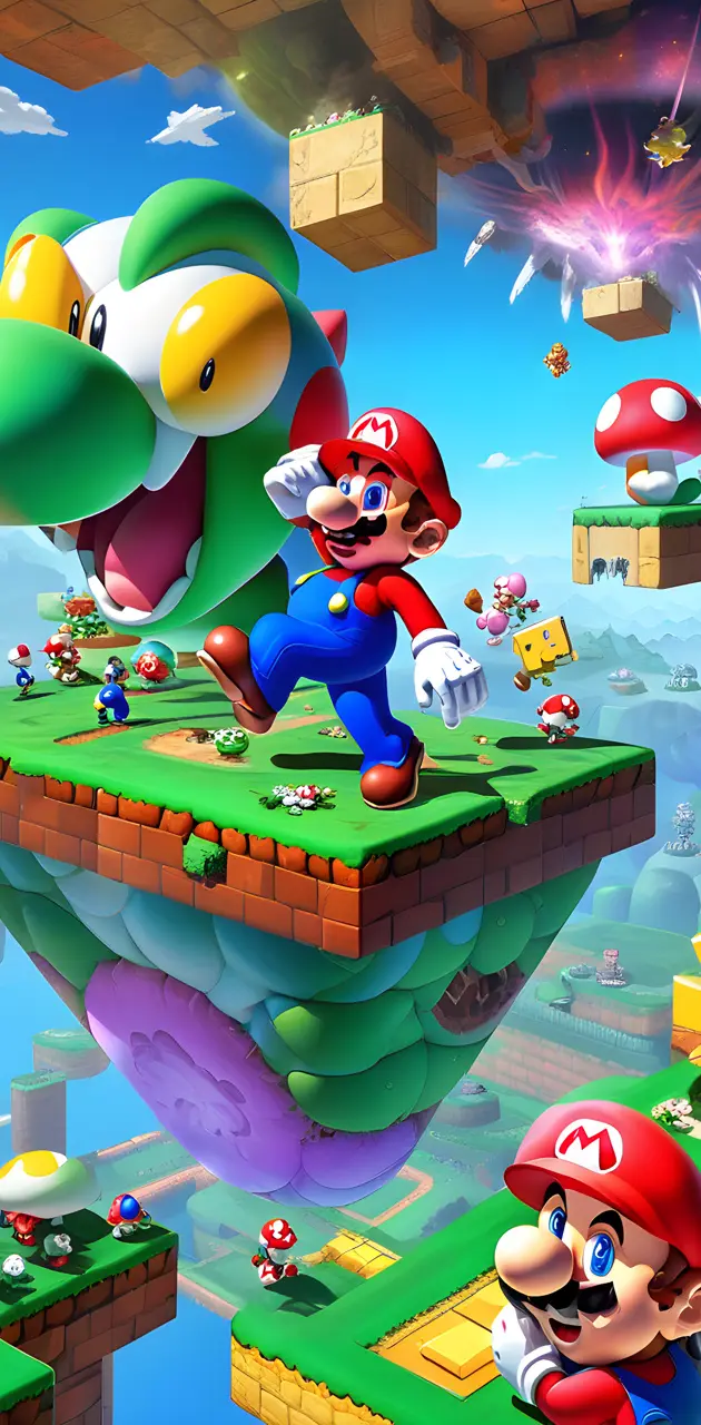 Mario in mushrooms kingdom