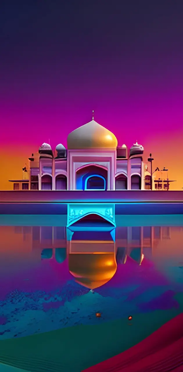 Retrowave Taj Mahal