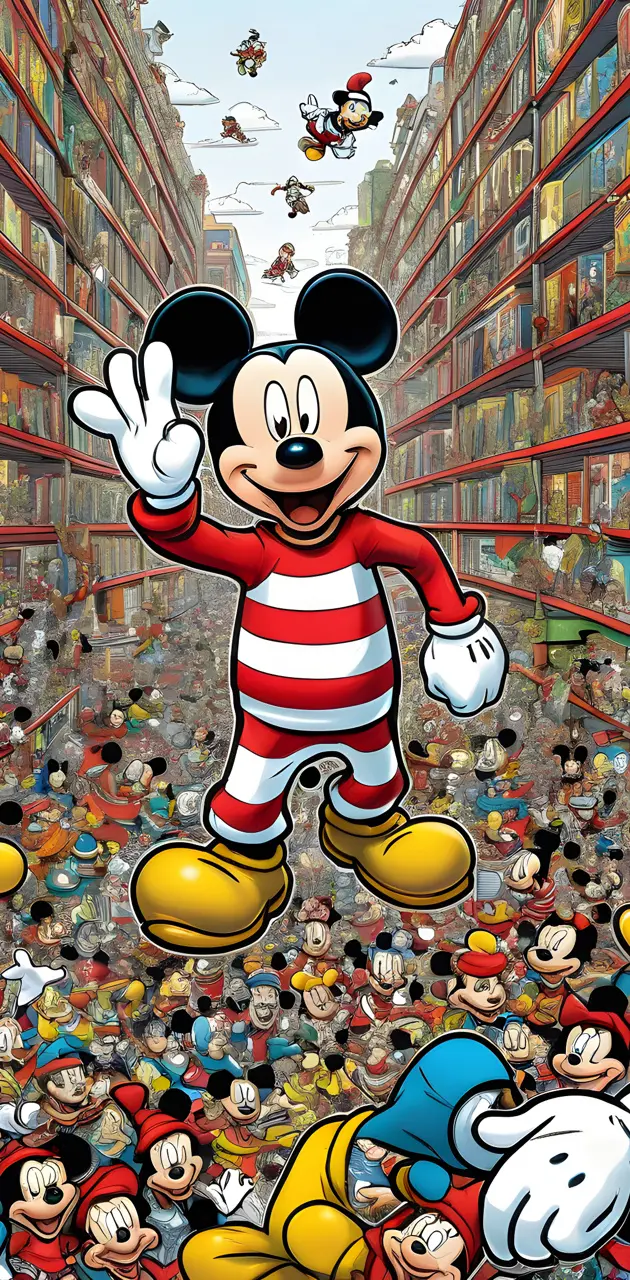 a cartoon character in a room with many toys