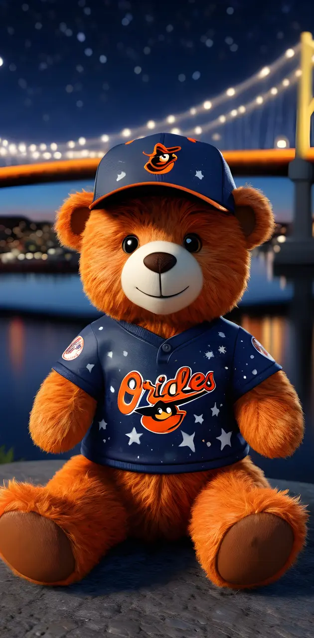 a stuffed bear wearing a baseball hat