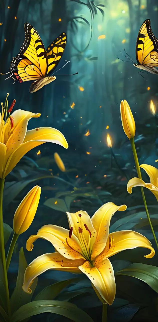 butterflies on yellow flowers