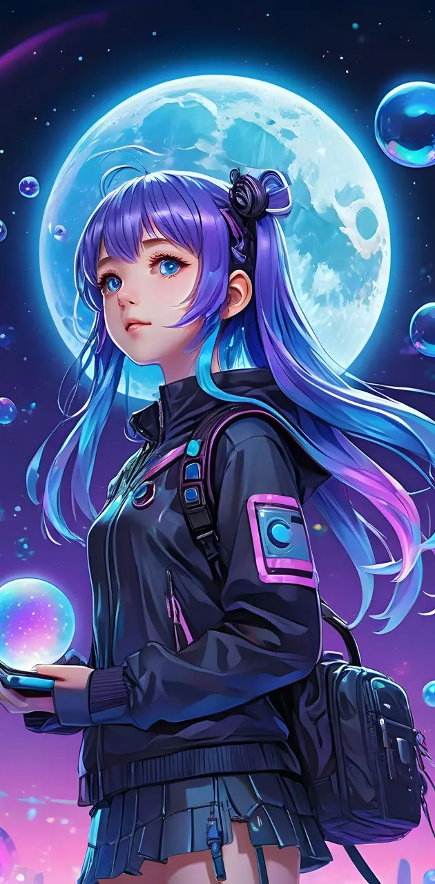 Cyber Girl Under The Moon