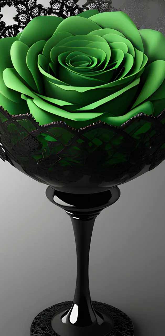 3D Green Gothic Rose