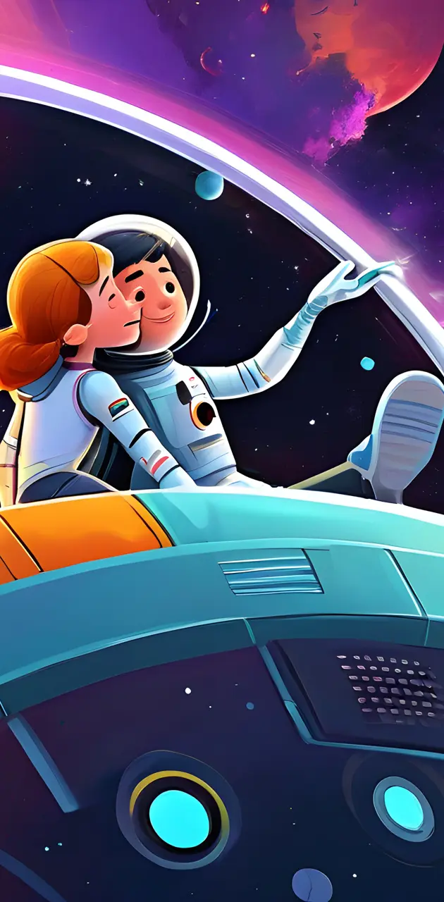 Animated Couples in space craft