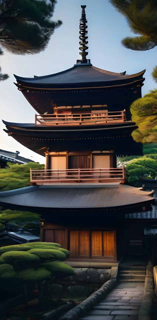 a pagoda with a tower