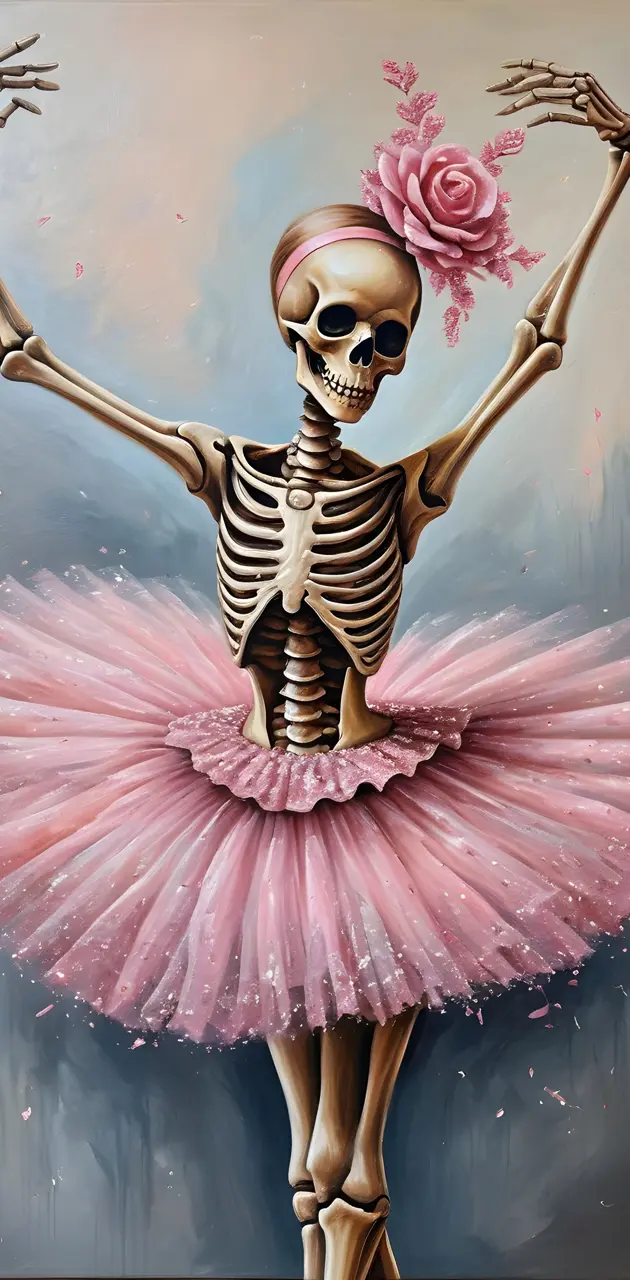 a skeleton wearing a tutu