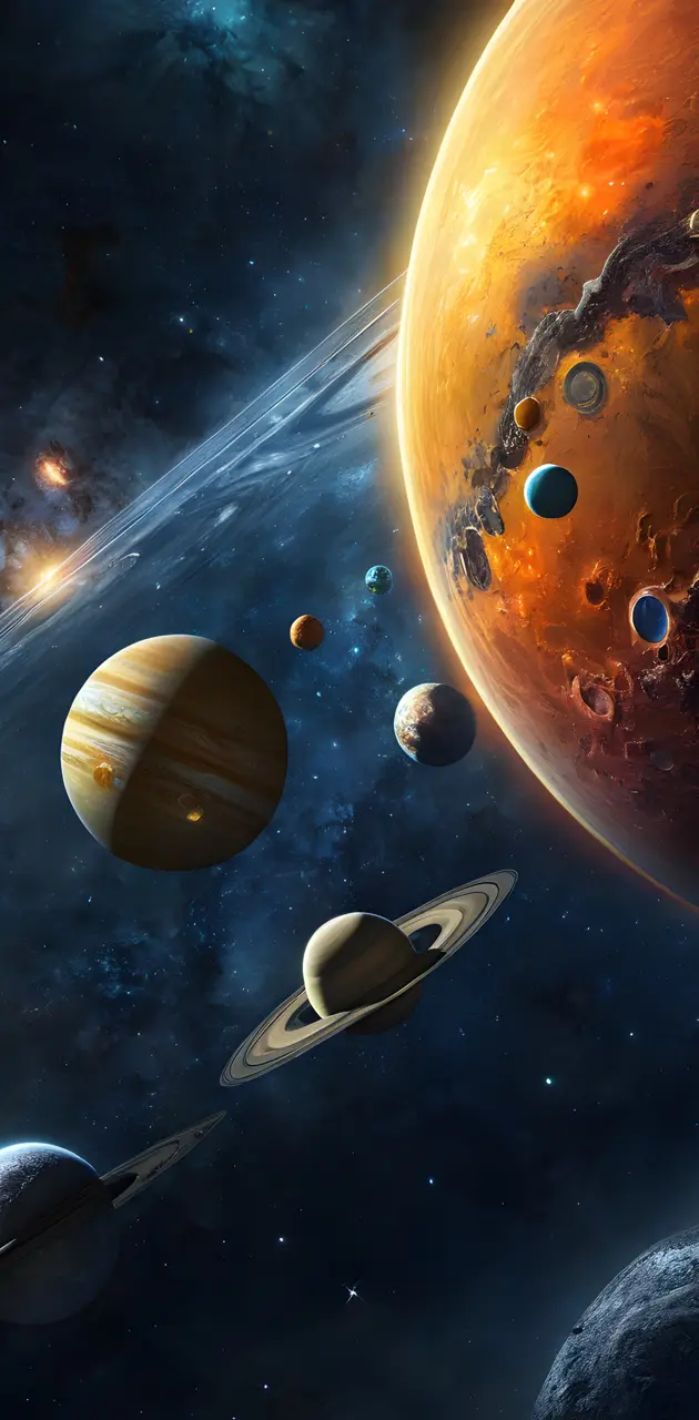 a group of planets and stars in space