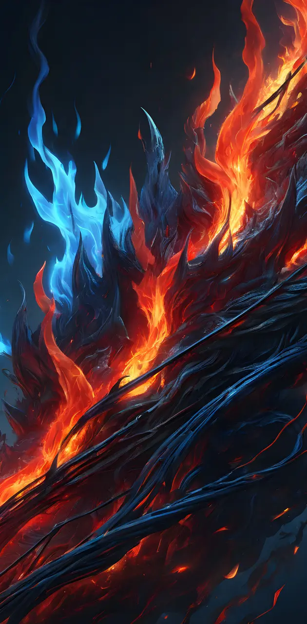 blue red flames