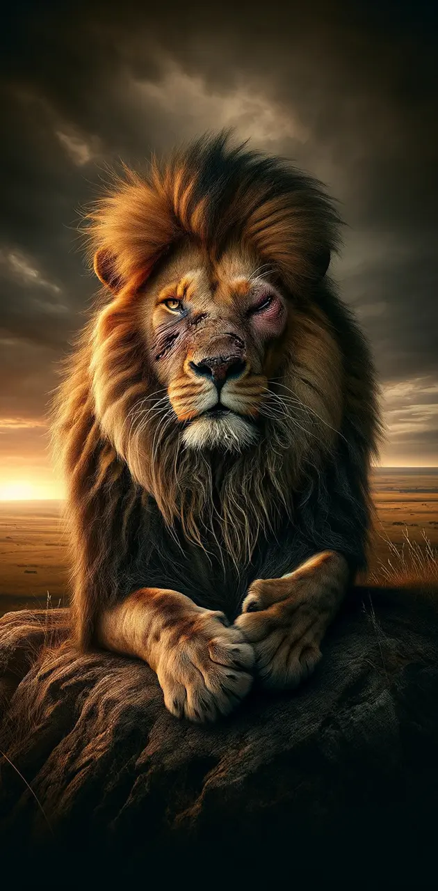 Yaralı aslan lion