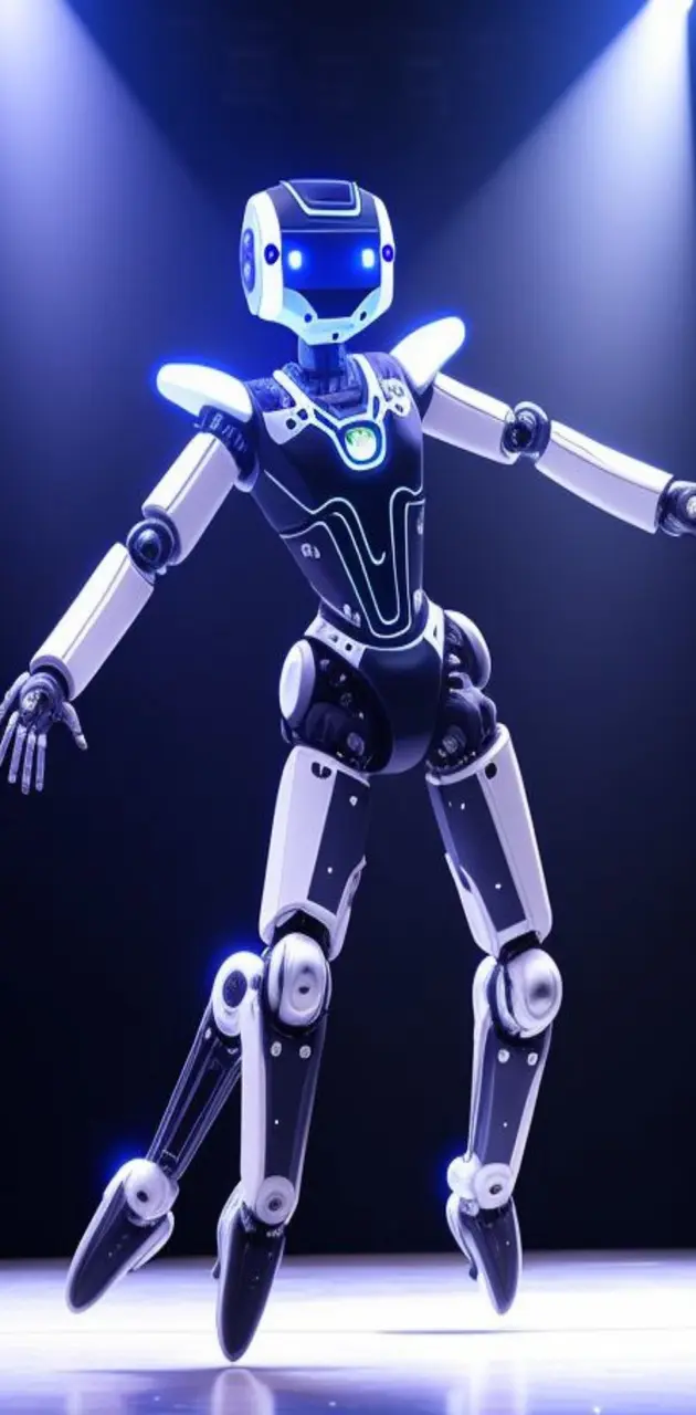mysterious robotic dancer performing on stage