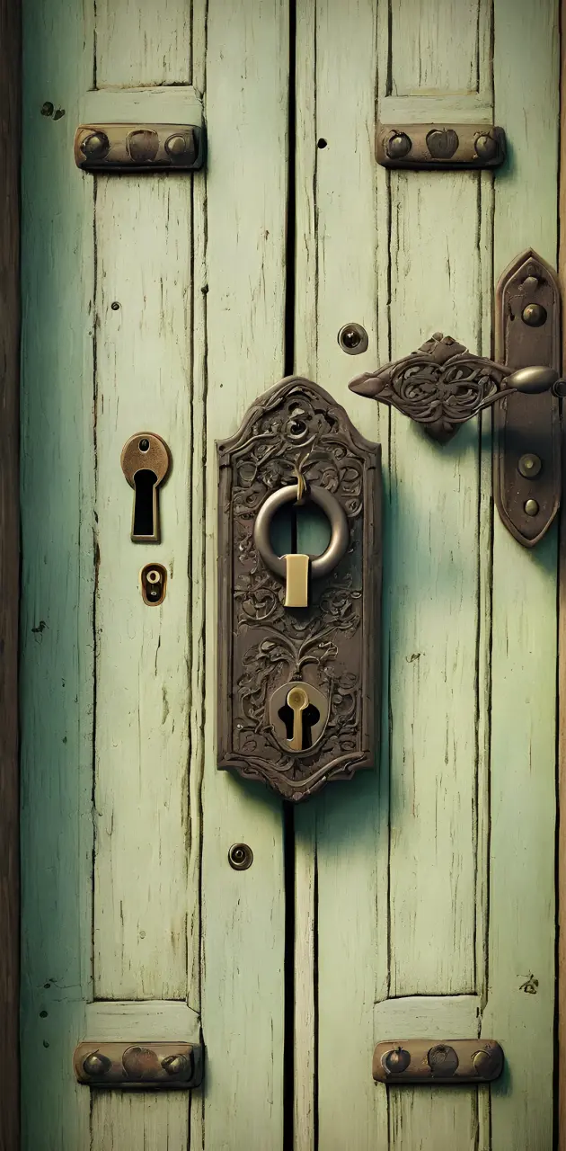 a door with a lock and a keyhole