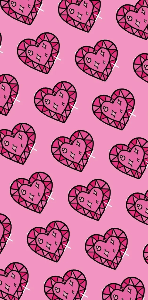 Pink bling hearts