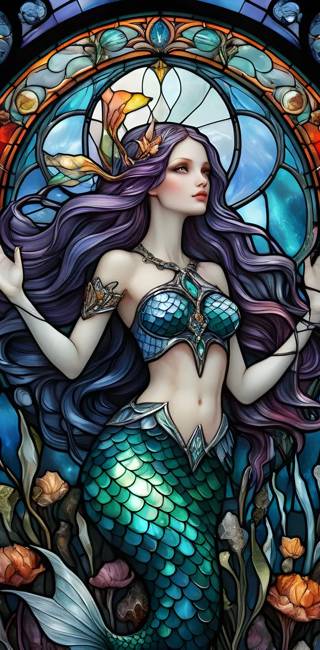 stained glass mermaid