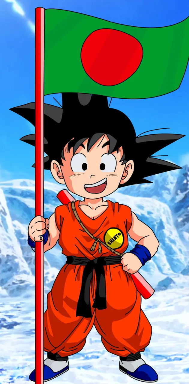 Goku holding BD flag