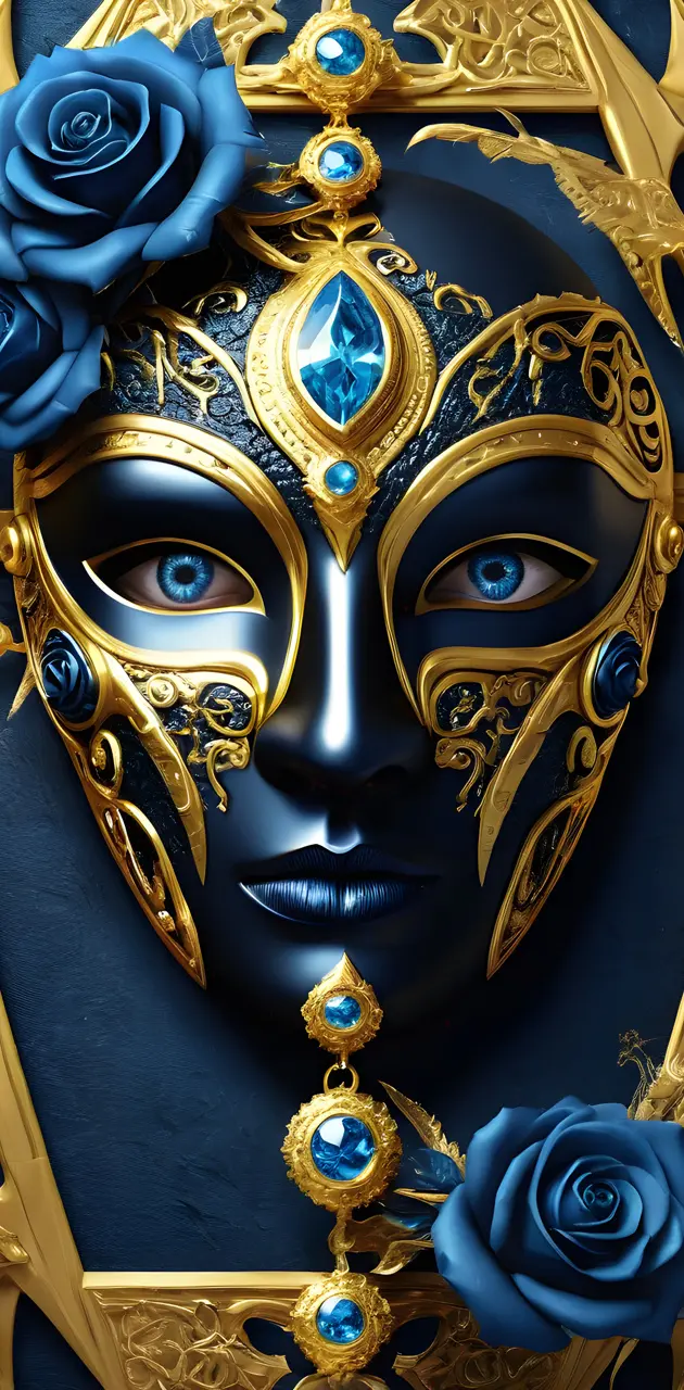 a mask with blue eyes,good Baby