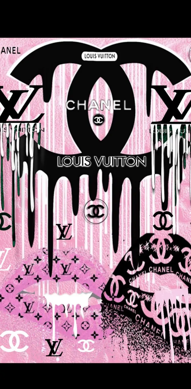Lux life, black, chanel, cool, dripping, lips, louis vuitton, pink