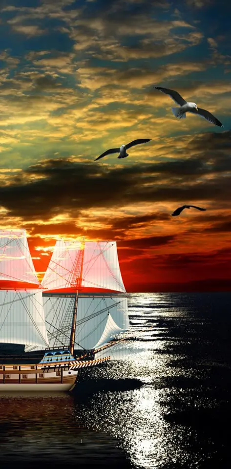 hd sunset ship