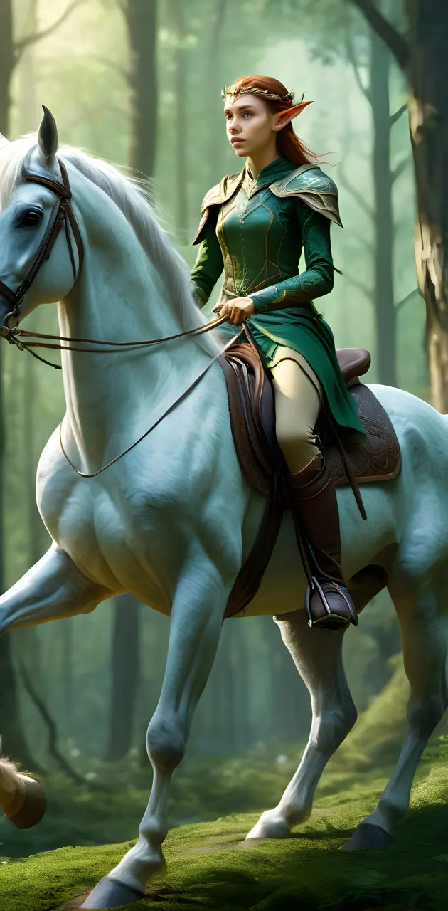Elf girl rideing a horse