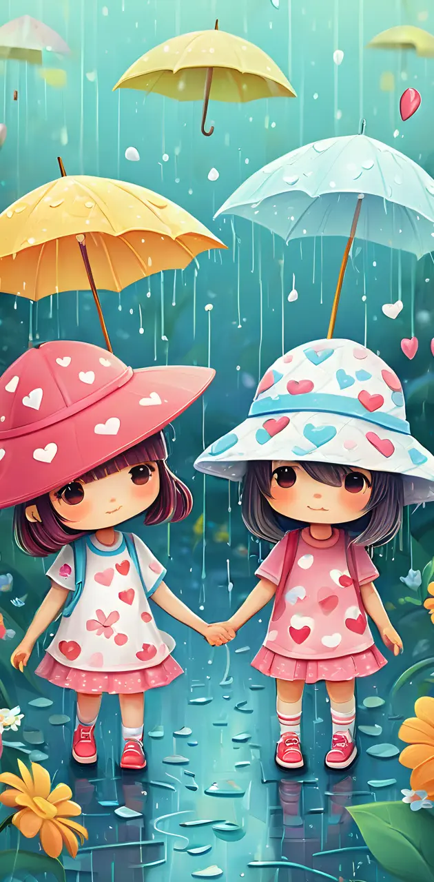 a couple of dolls holding umbrellas