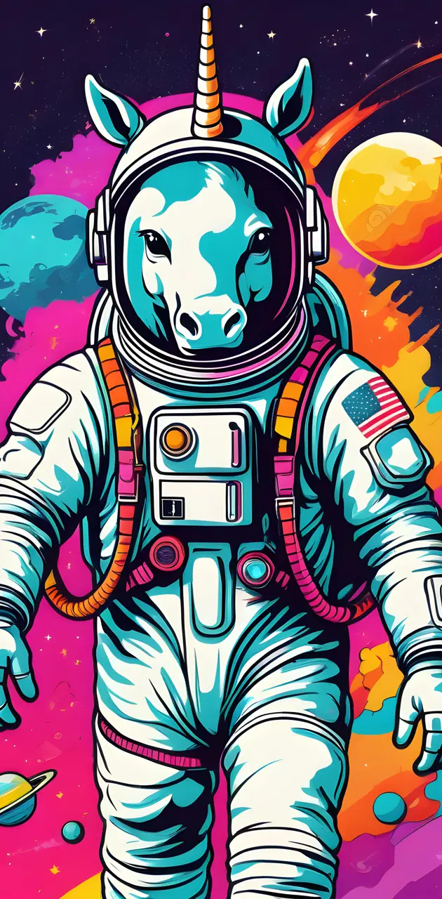 unicorn astronaut in space
