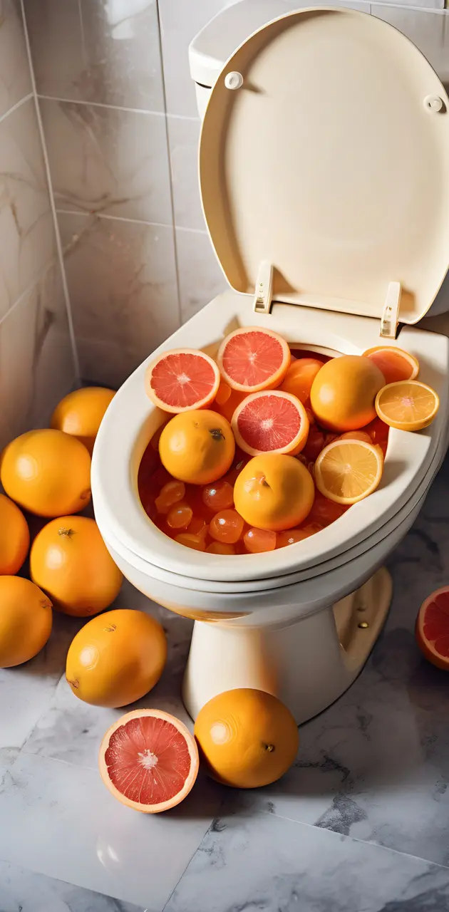 toilet filled with grapefruits