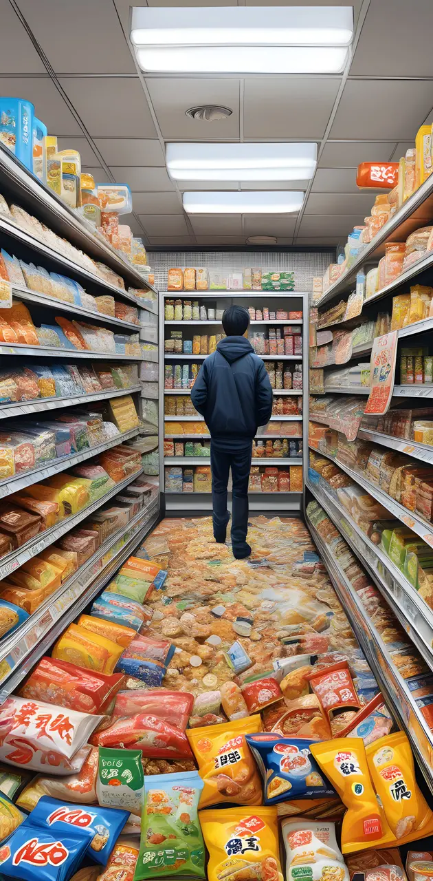 a person standing in a grocery store