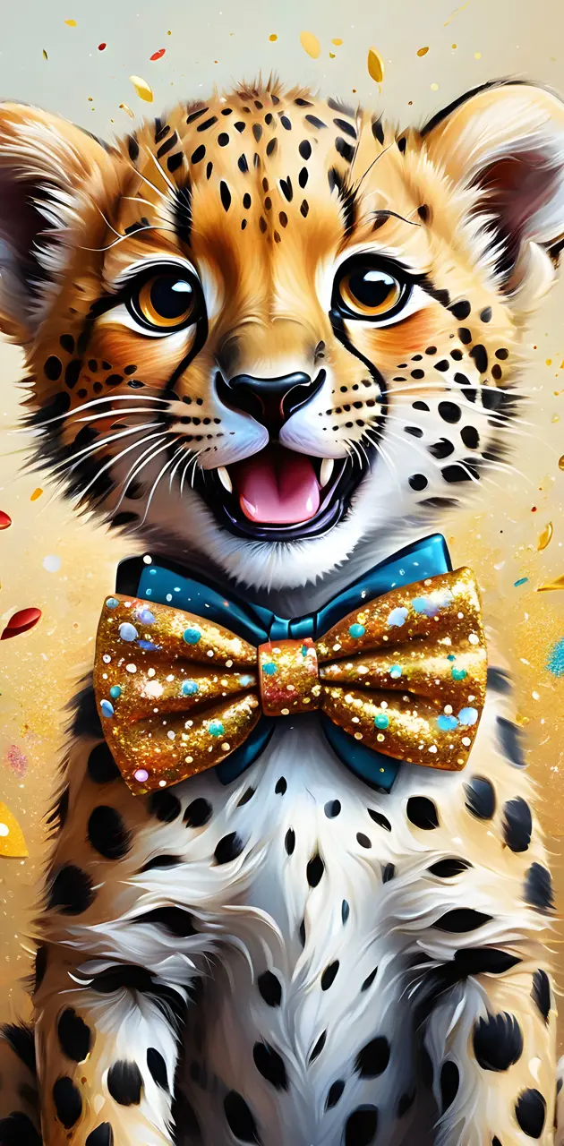 a tiger with a bow tie