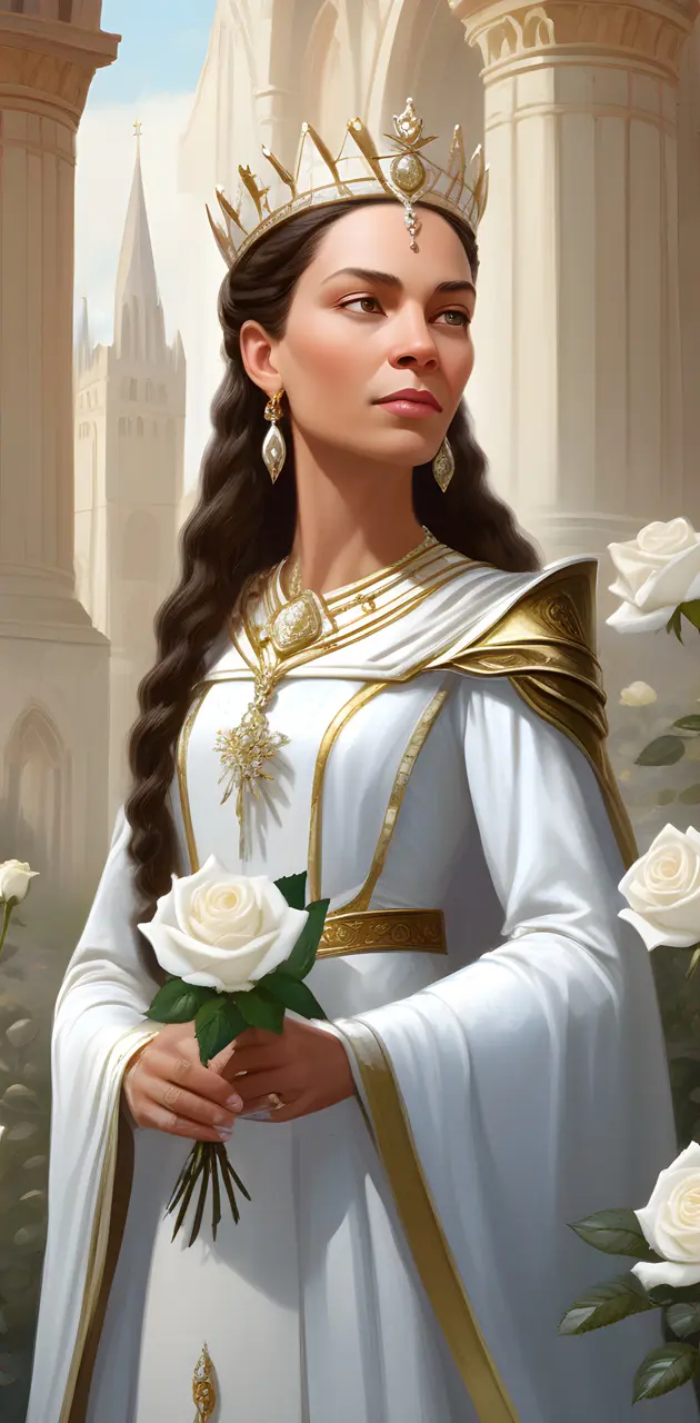queen with white rose