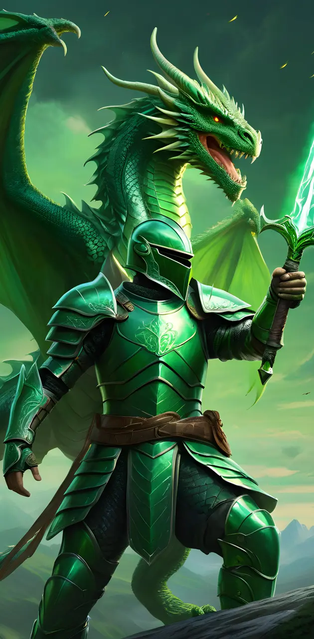 green guy with green dragon