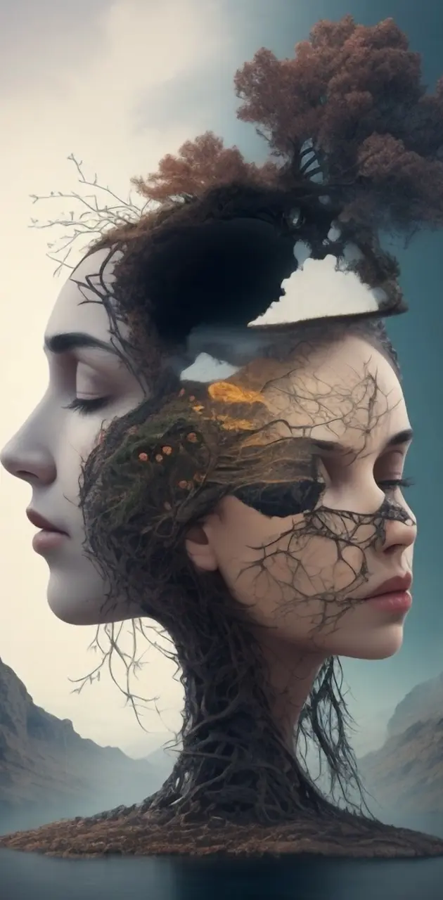 Two faces with connect to nature