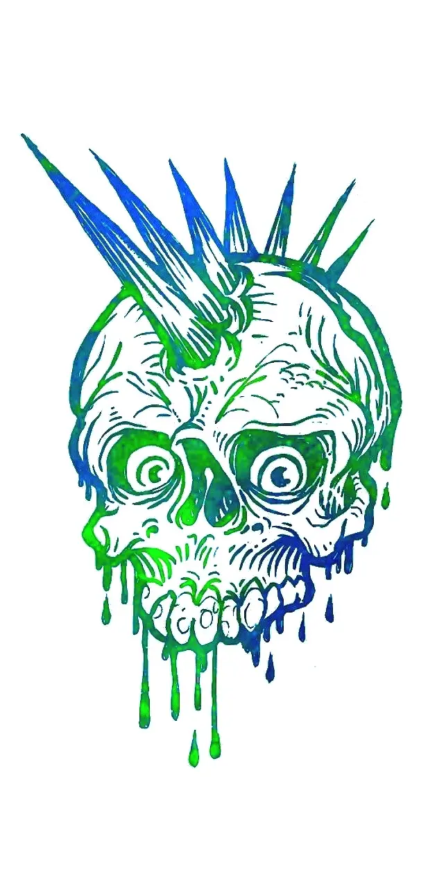 Blue green skull