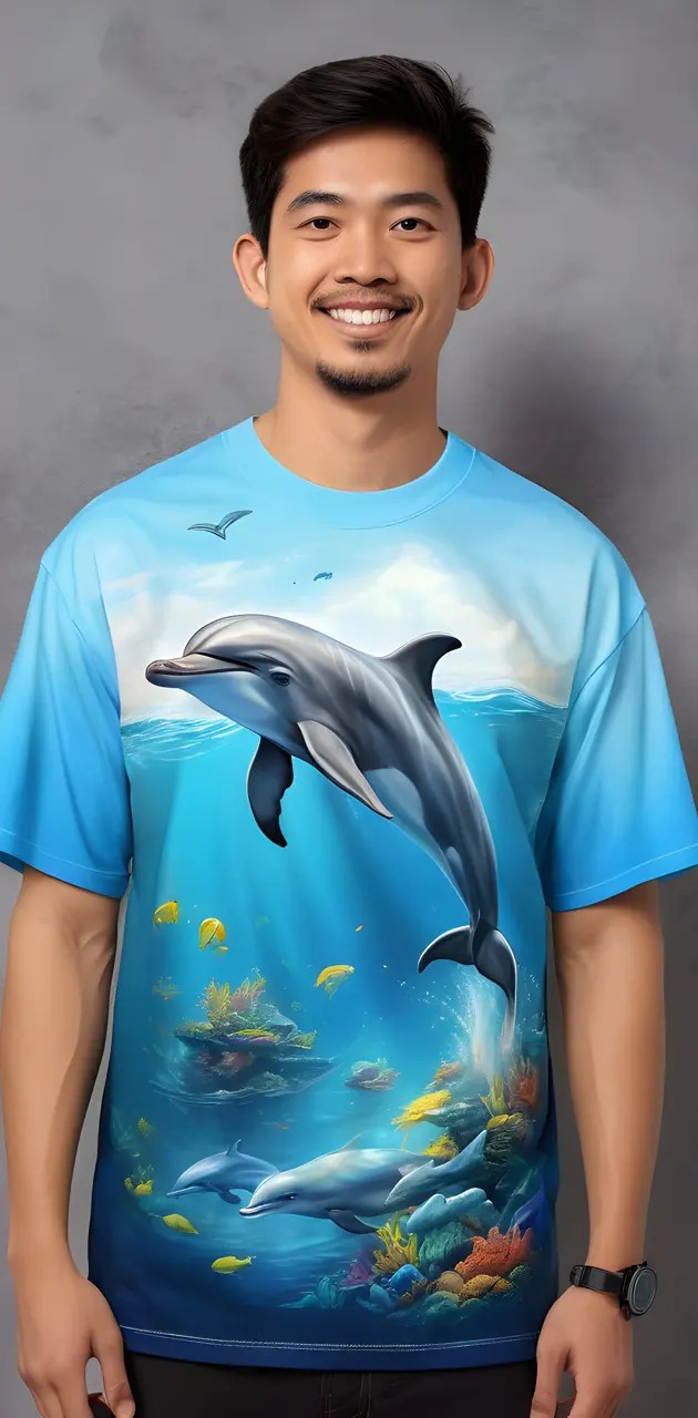 Corny dolphin airbrush souvenir shirt