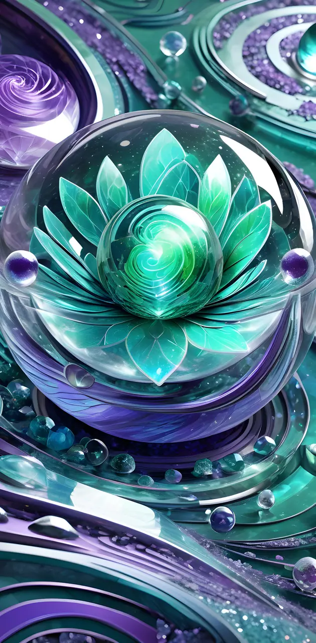 Green lotus Crystal Ball