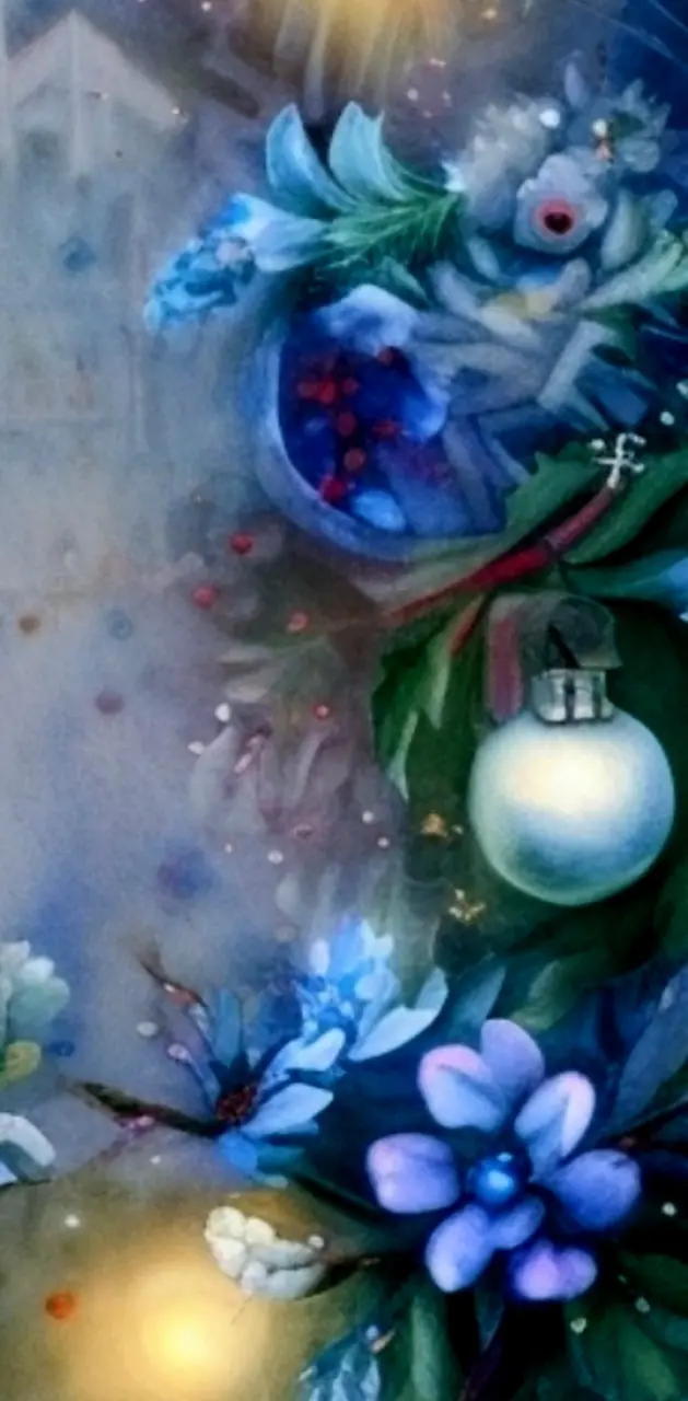 Blue floral Christmas 