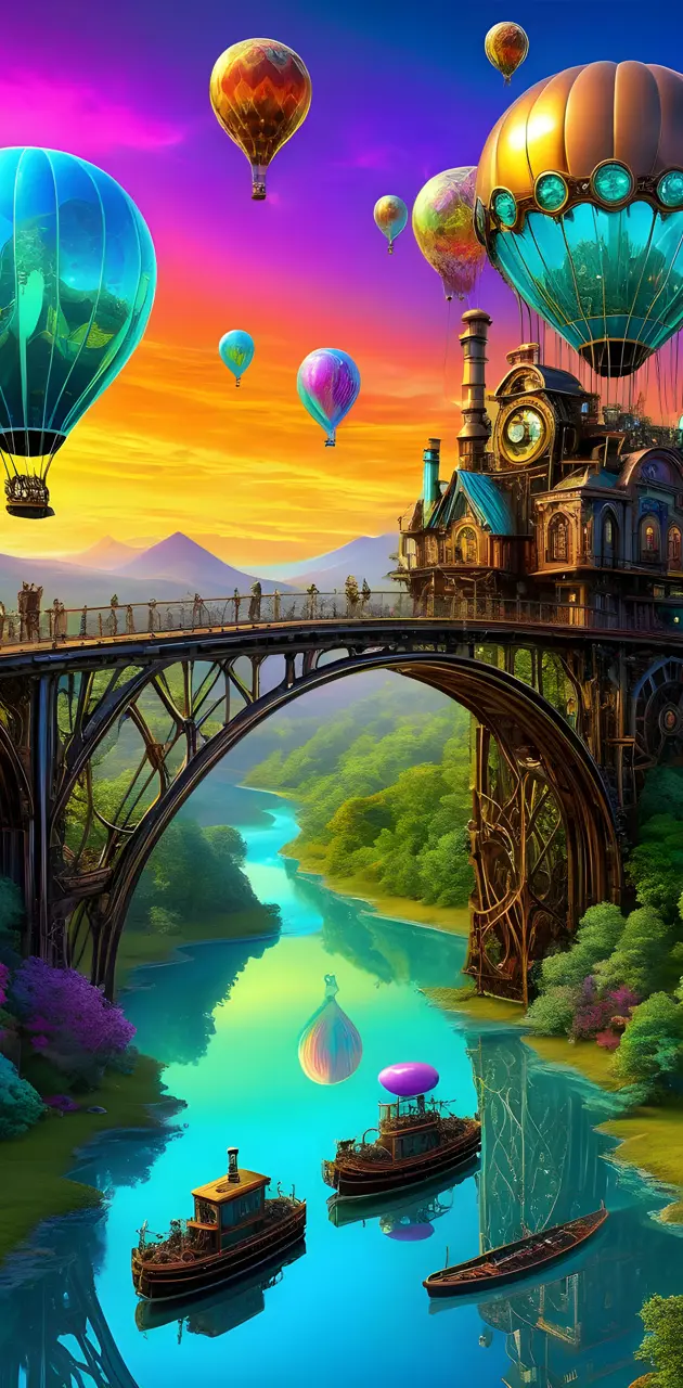 a bridge with balloons over it