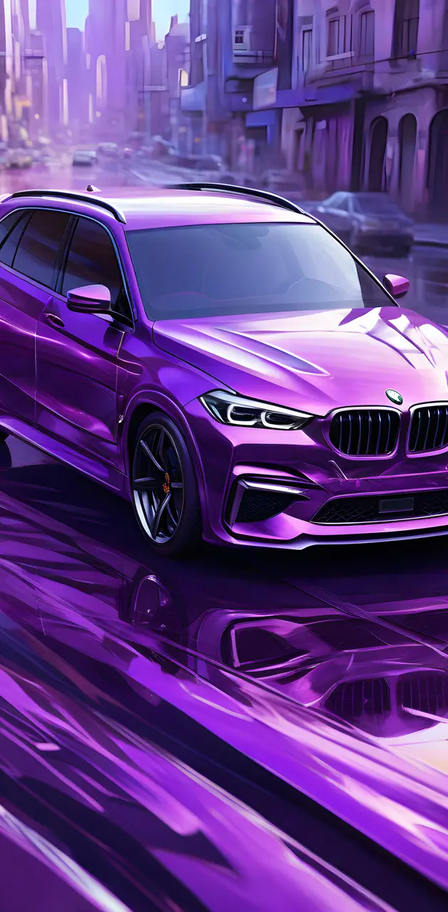 Shiny metallic purple car