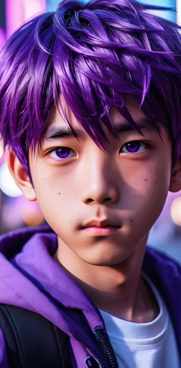 purple anime boy
