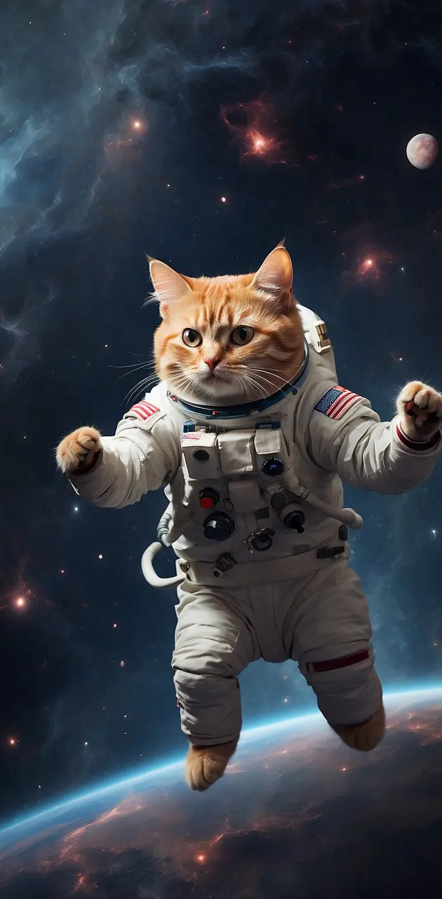 A cat dacing in space