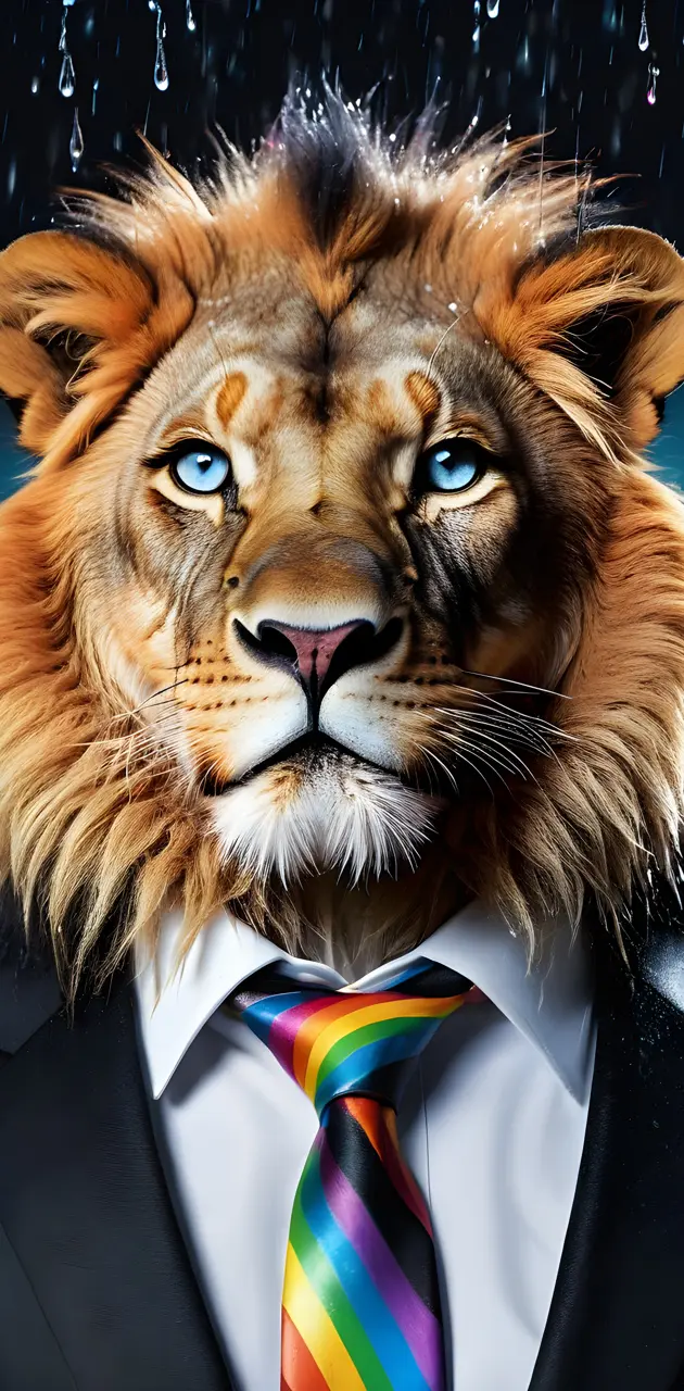 a lion with a suit and tie