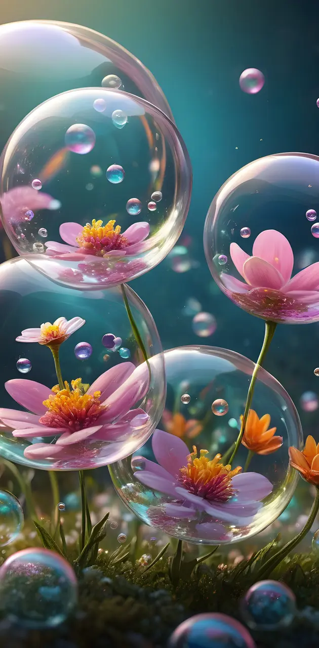 flowers bubbles