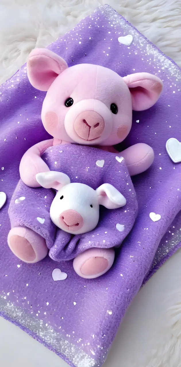 a pink and white stuffed animal