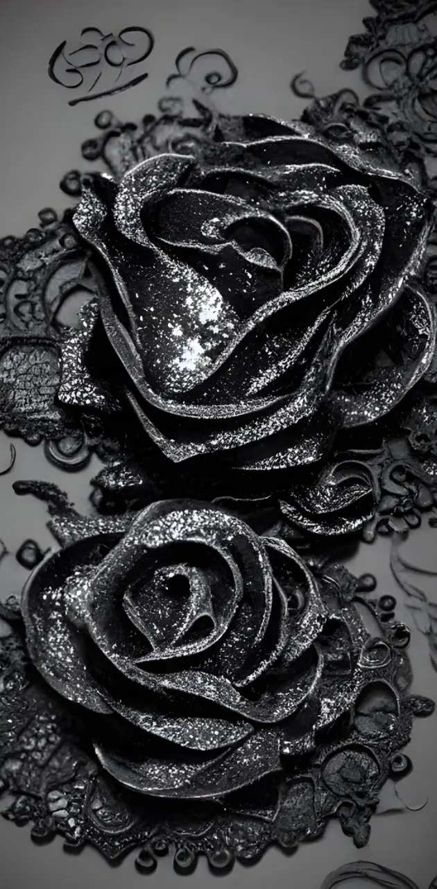 Glittery black roses