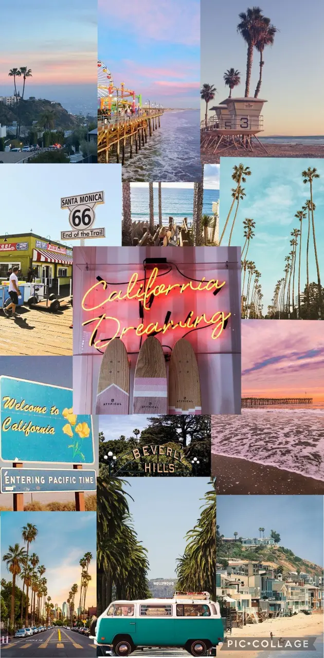 California dreaming wallpaper | Happywall | Turquoise | Surfing | Van |  California