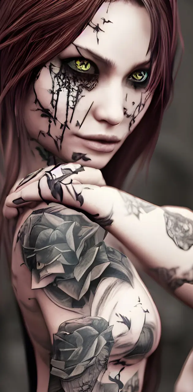 Evil tattooed woman