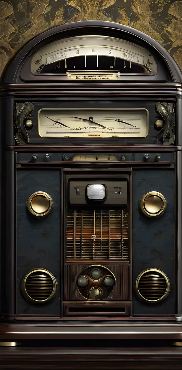 an old radio with a clock