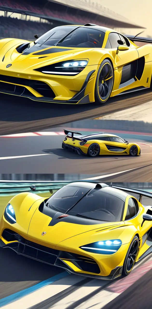 green and yellow hypercars on the race track