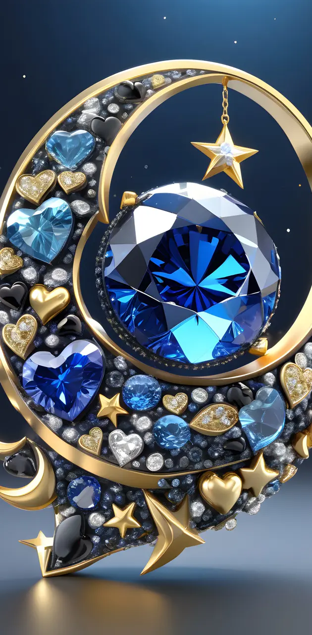 a gold and blue jeweled jewel