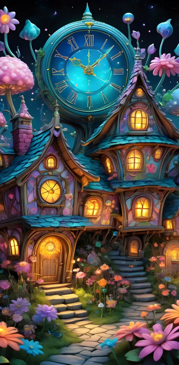 iridescent fairy Town clock